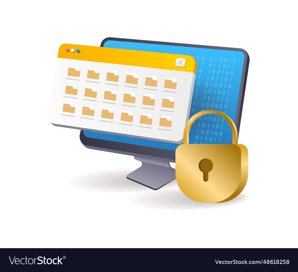 Personal computer security folder data vector image Personal computer security folder data
