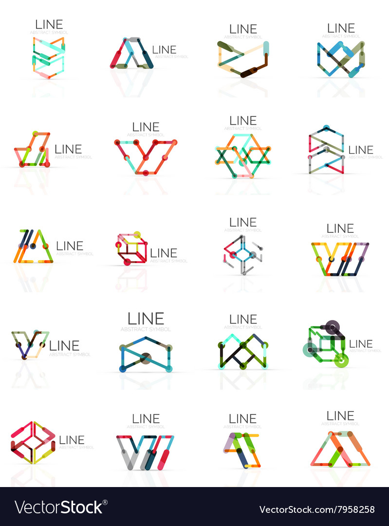 Set of linear abstract logos connected