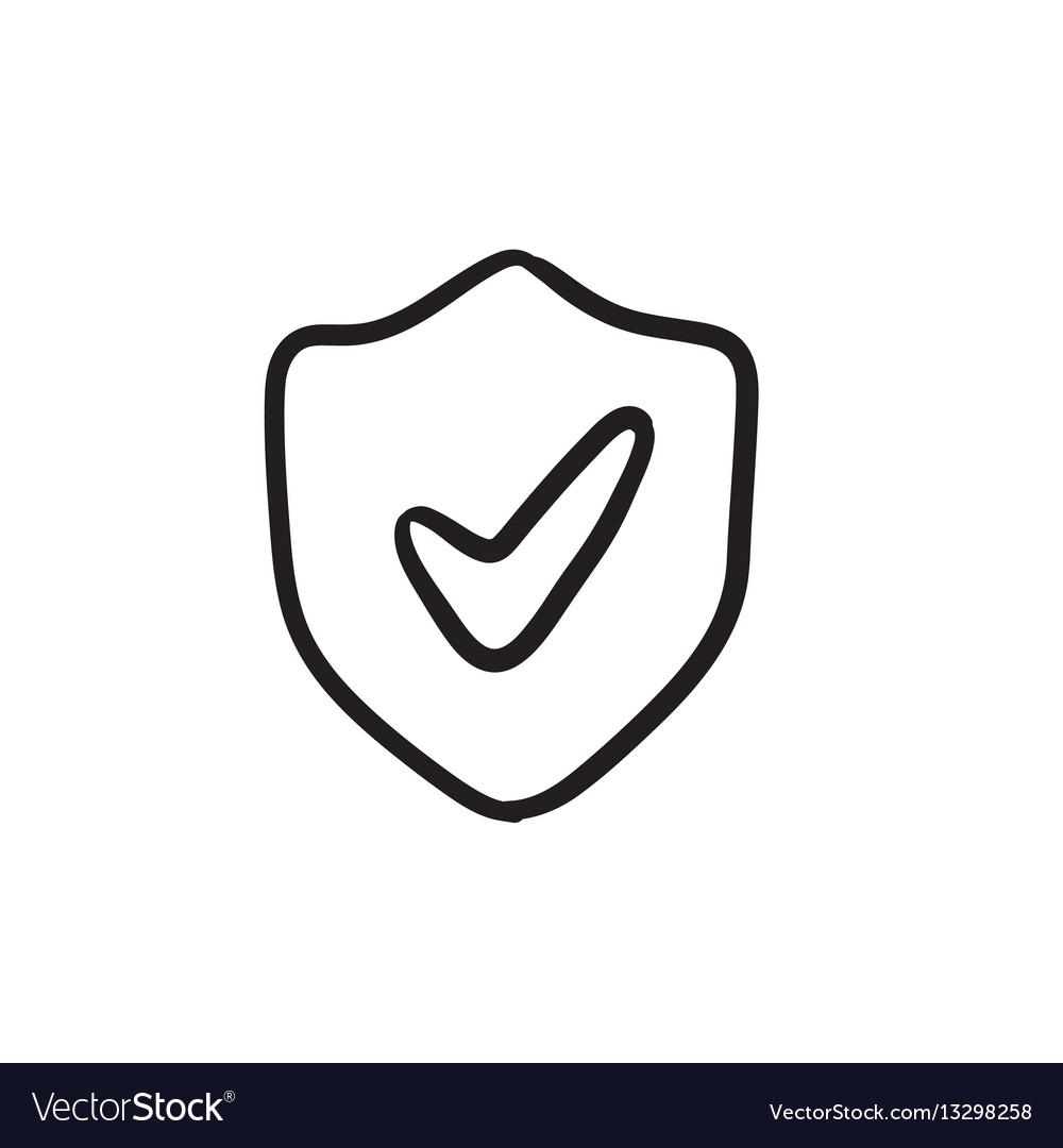 Shield with check mark sketch icon