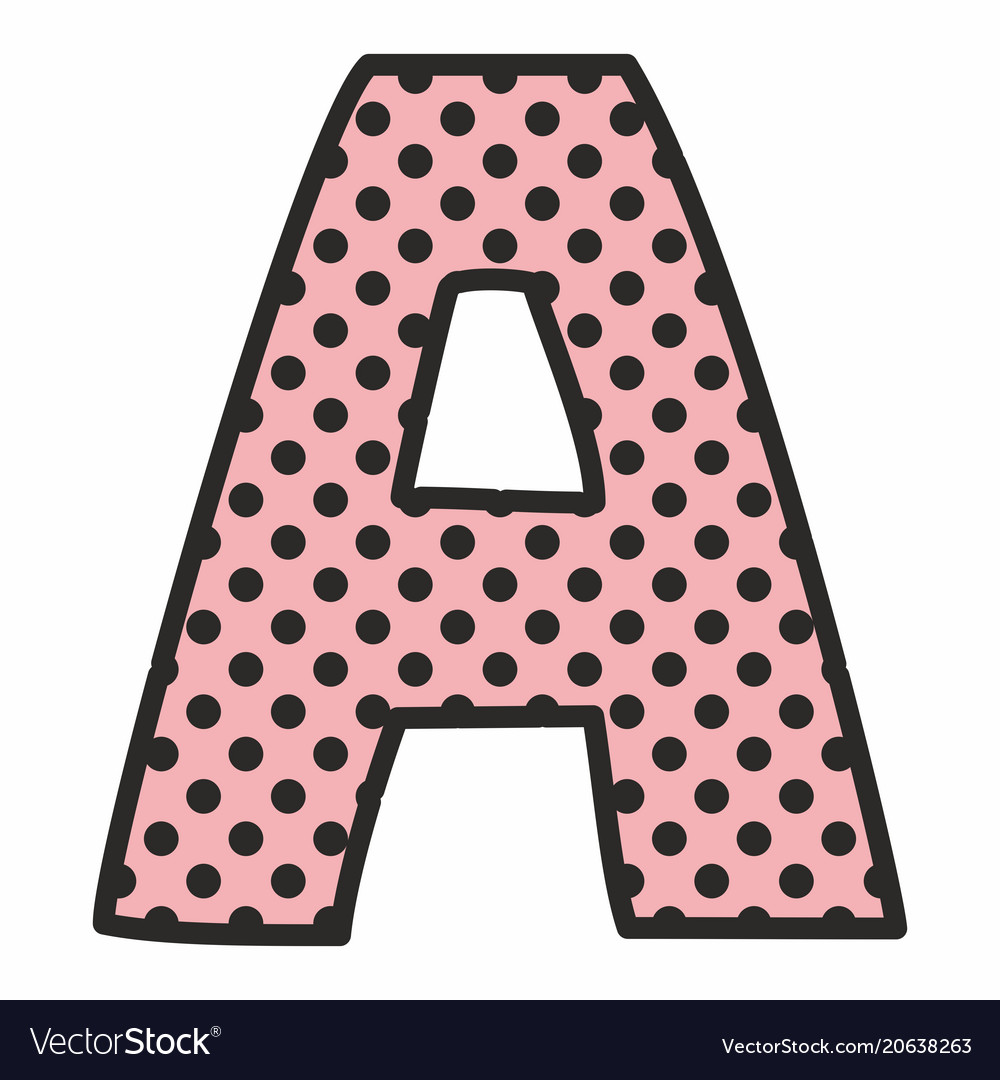 a-alphabet-letter-with-black-polka-dots-on-pink-vector-image