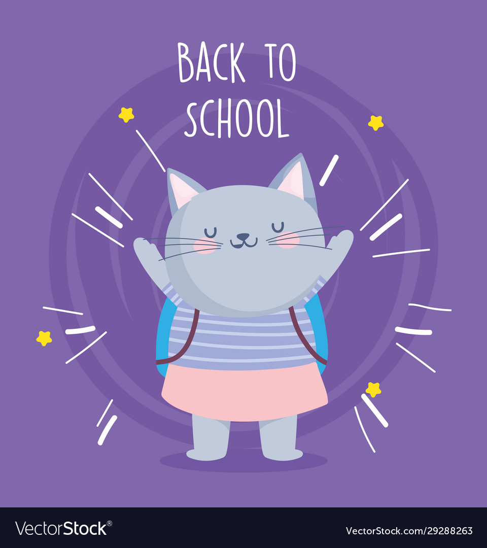 Back to school education cute cat with backpack