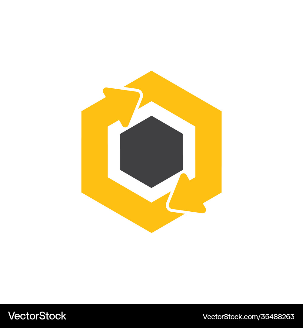 Circle hexagonal arrow symbol logo Royalty Free Vector Image