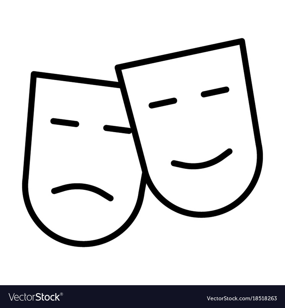 comedy and tragedy theatre masks line icon vector image
