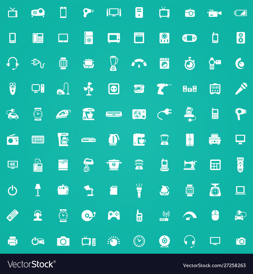 Electronics 100 icons universal set for web and ui