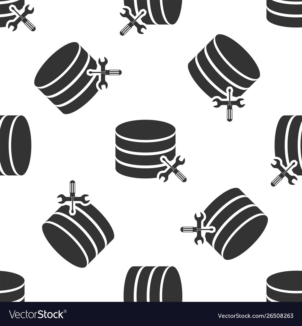 Grey database server with screwdriver and wrench