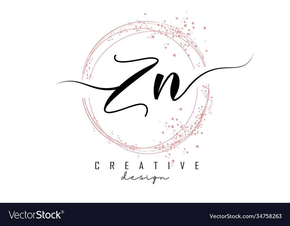 Handwritten zn z n letter logo with sparkling