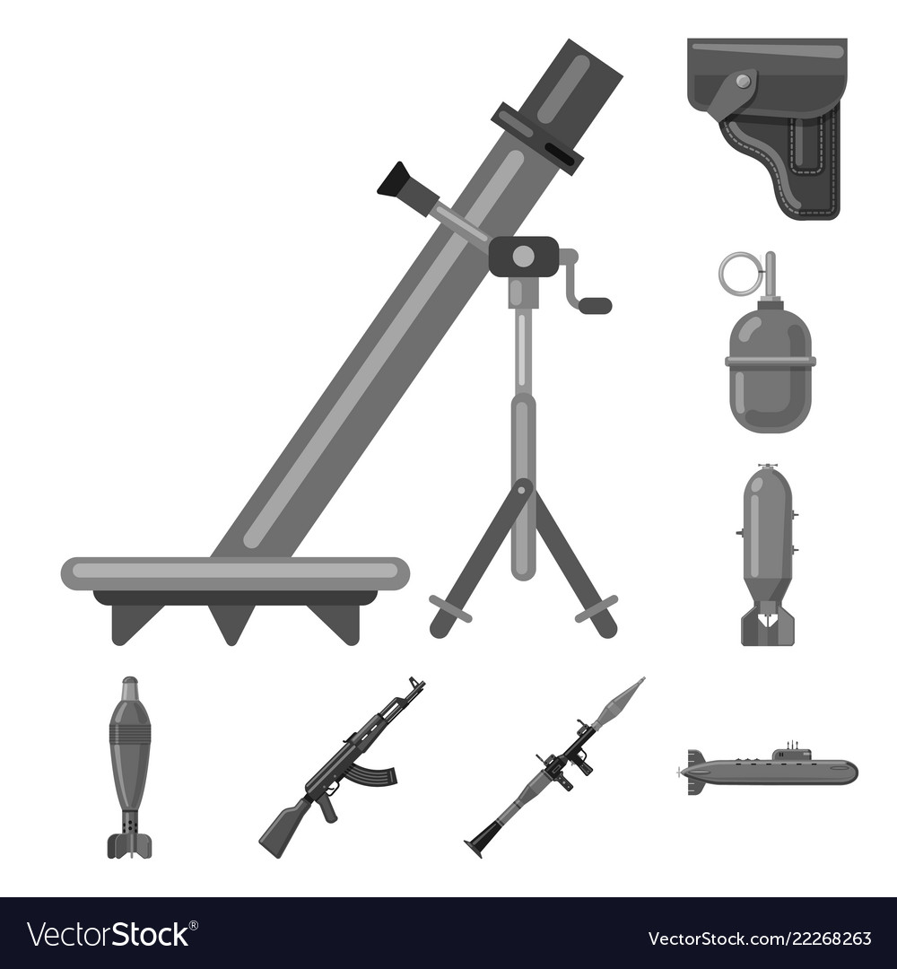 Isolated object of weapon and gun logo collection vector image Isolated object of weapon and gun logo collection