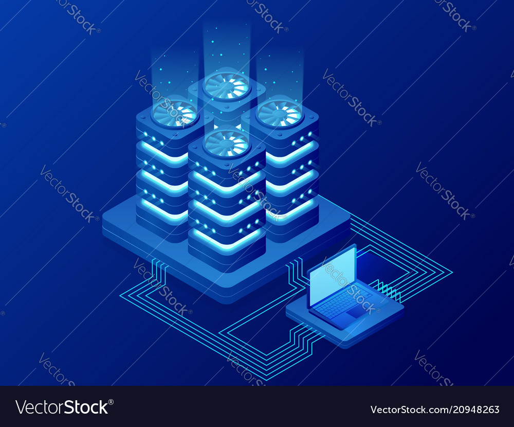 Isometric database network management big data Vector Image