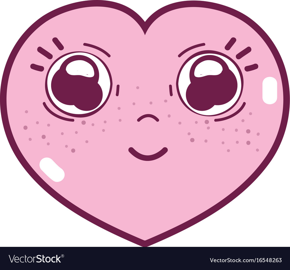 Kawaii cute happy heart love Royalty Free Vector Image