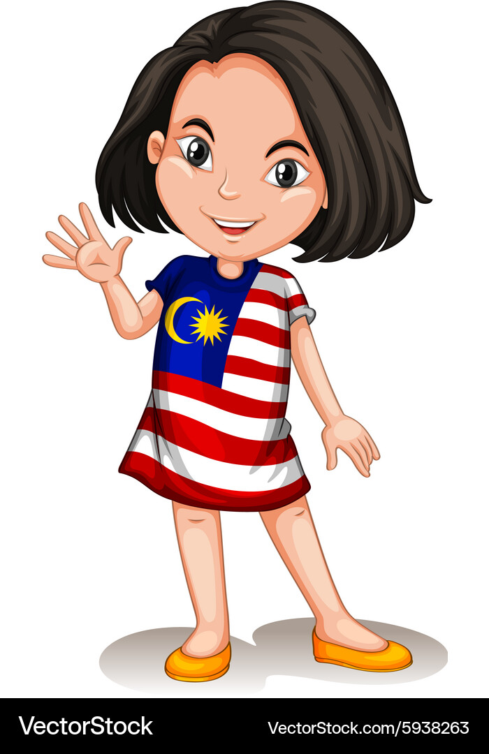 Malaysian girl waving hello Royalty Free Vector Image