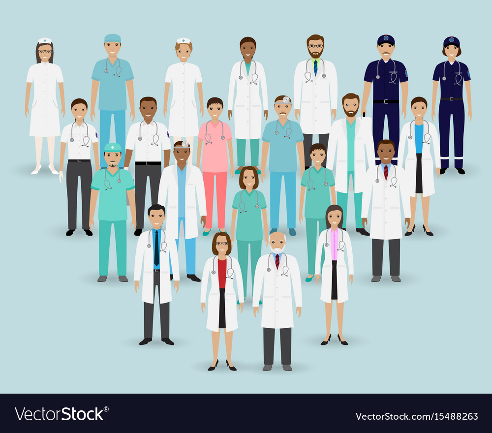 Medical team group doctors nurses and Royalty Free Vector