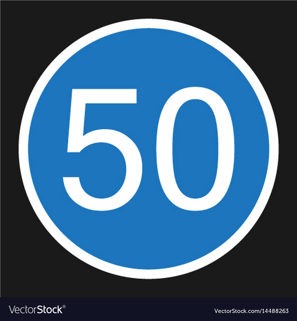 Minimum speed sign 50 flat icon Royalty Free Vector Image