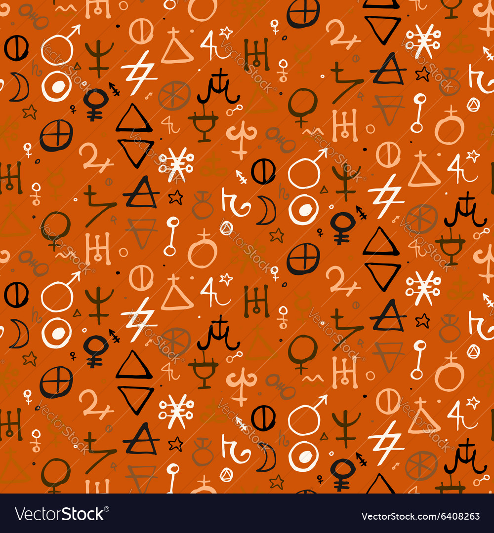 Pattern with alchemy symbols