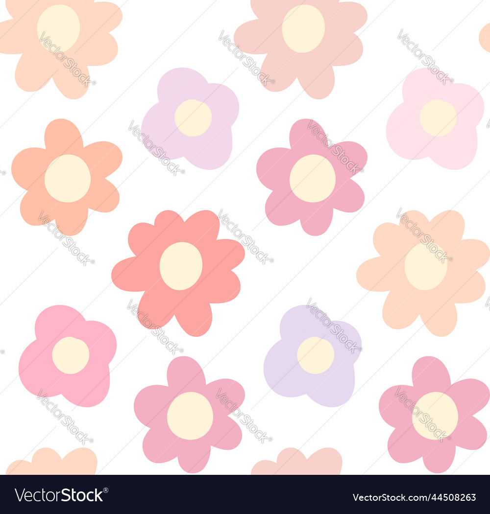 Pattern with gentle simple hand drawn flowers