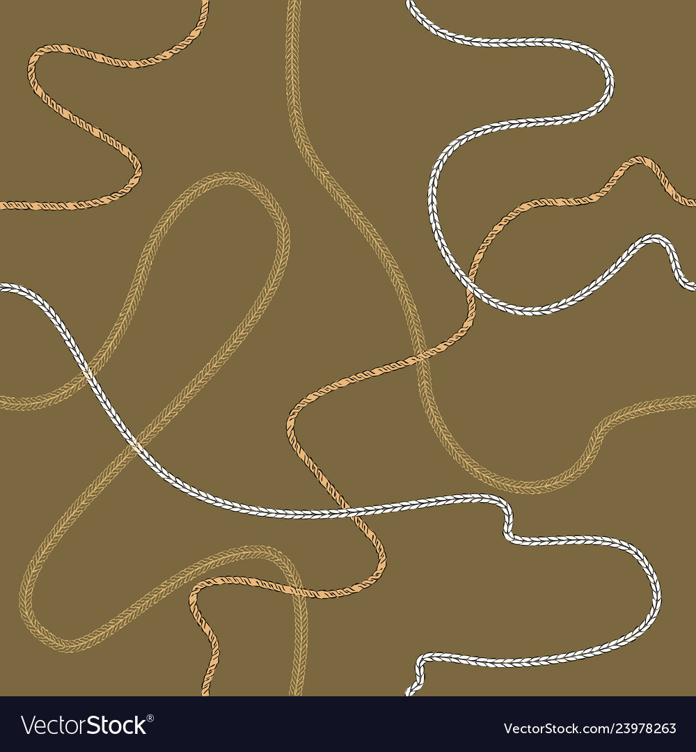 Seamless pattern with continuous chains in gold