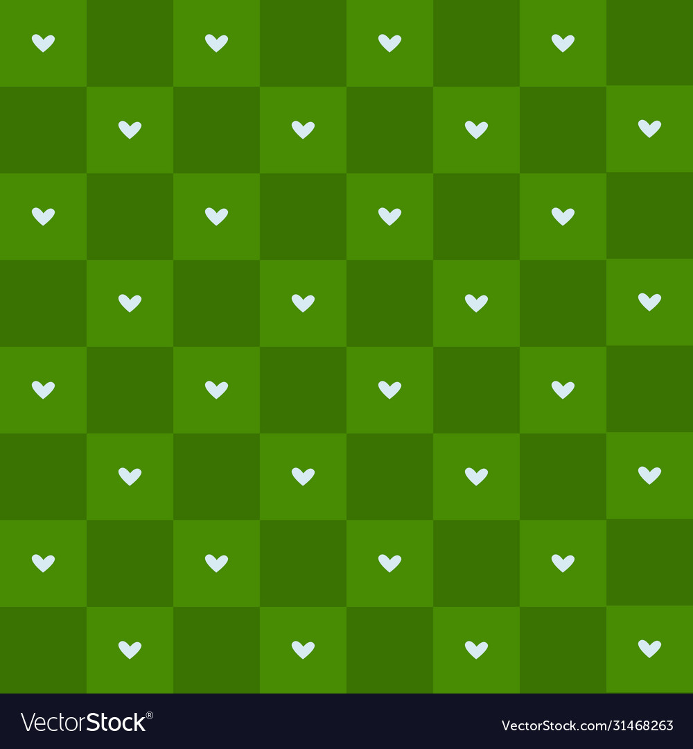 Seamless pattern with hearts on checkered vector image Seamless pattern with hearts on checkered