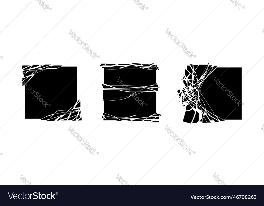 Set black square explode shapes cube broken
