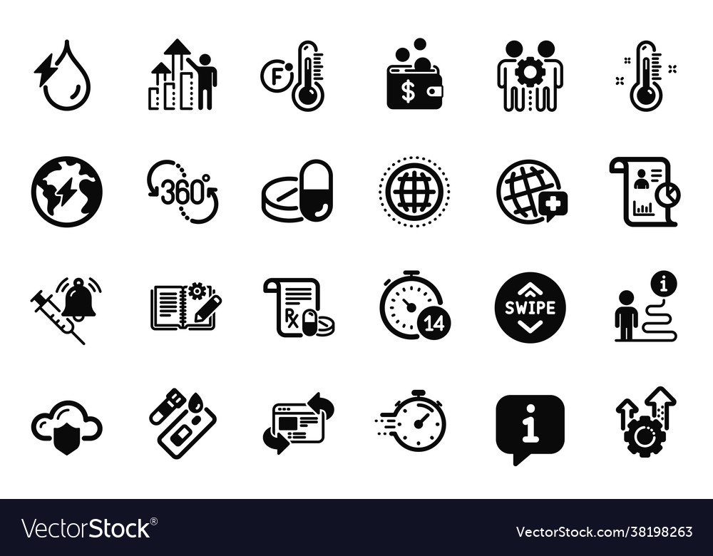 Set science icons related to world