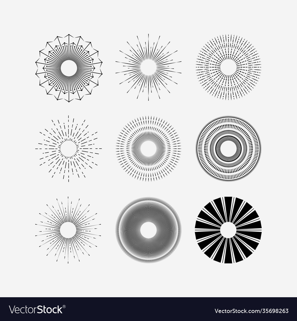 Set sunburst background logo template design Vector Image