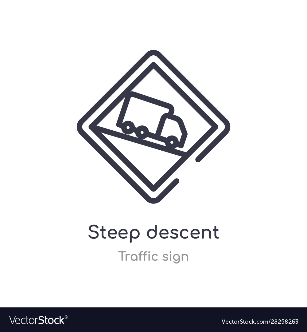 Steep descent outline icon isolated line from