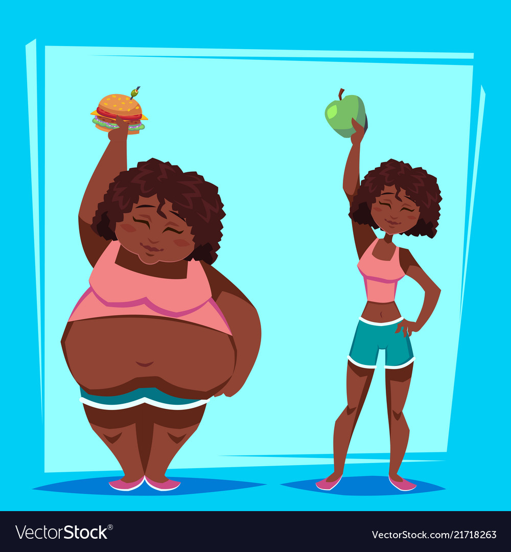 Young african american woman with apple and fast