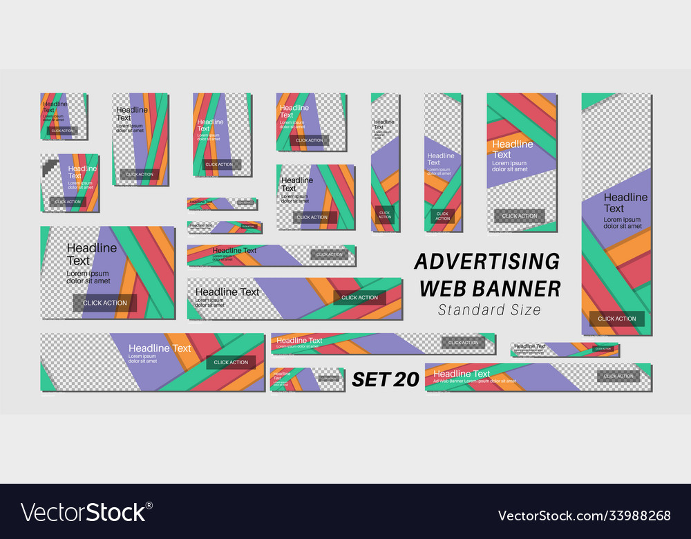 Ad web banner with standard size design template vector image Ad web banner with standard size design template