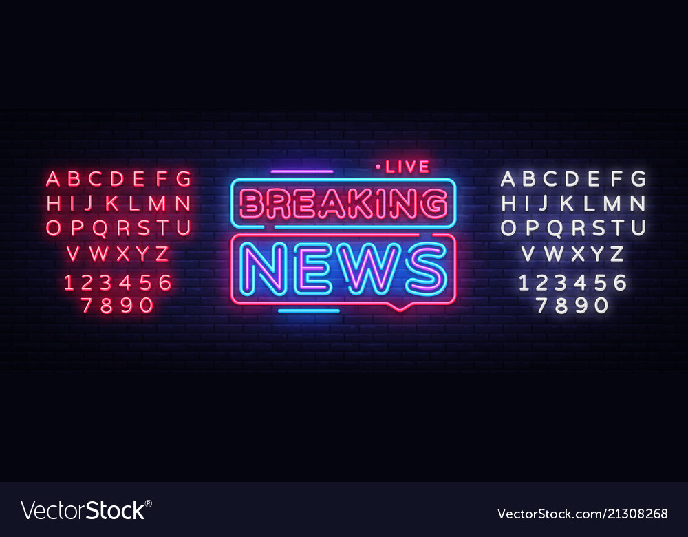 Breaking News Neon Sign Breaking News Royalty Free Vector