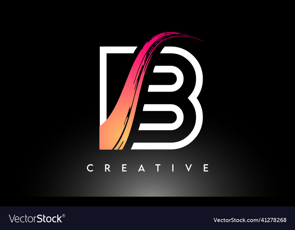 Brush letter b logo design with white outline Vector Image