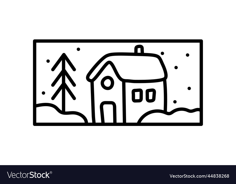 Weihnachtsdevent Komposition Haus und Tannenbaum