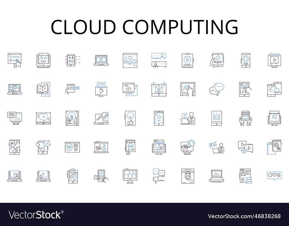 Cloud computing line icons collection ecommerce vector image Cloud computing line icons collection ecommerce