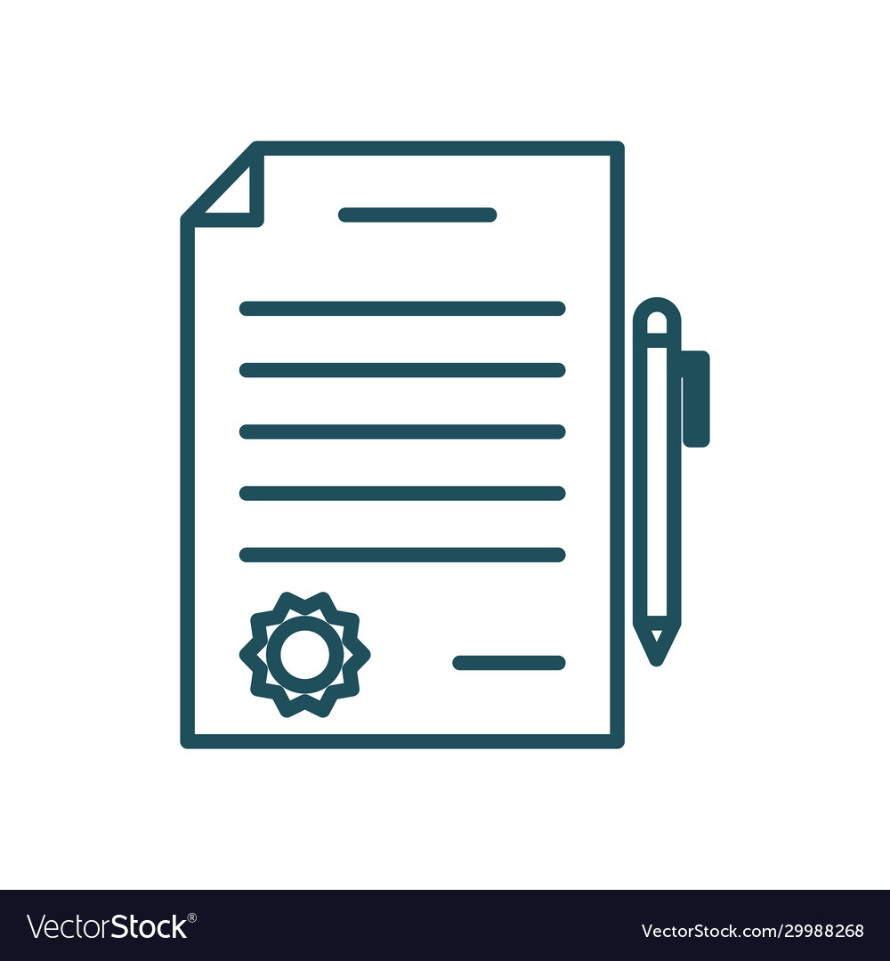 Document with seal and pen line style icon