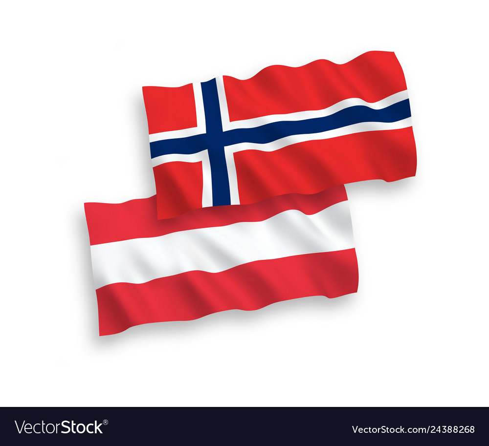 Flaggen von Österreich und Norweg auf einem weißen Hintergrund vector image Flaggen von Österreich und Norweg auf einem weißen Hintergrund