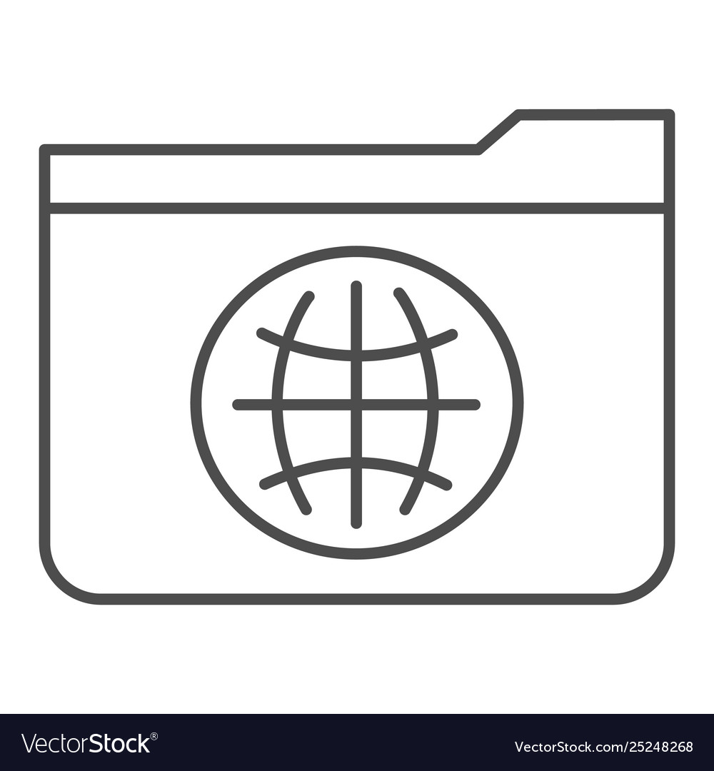 Folder with globe thin line icon public
