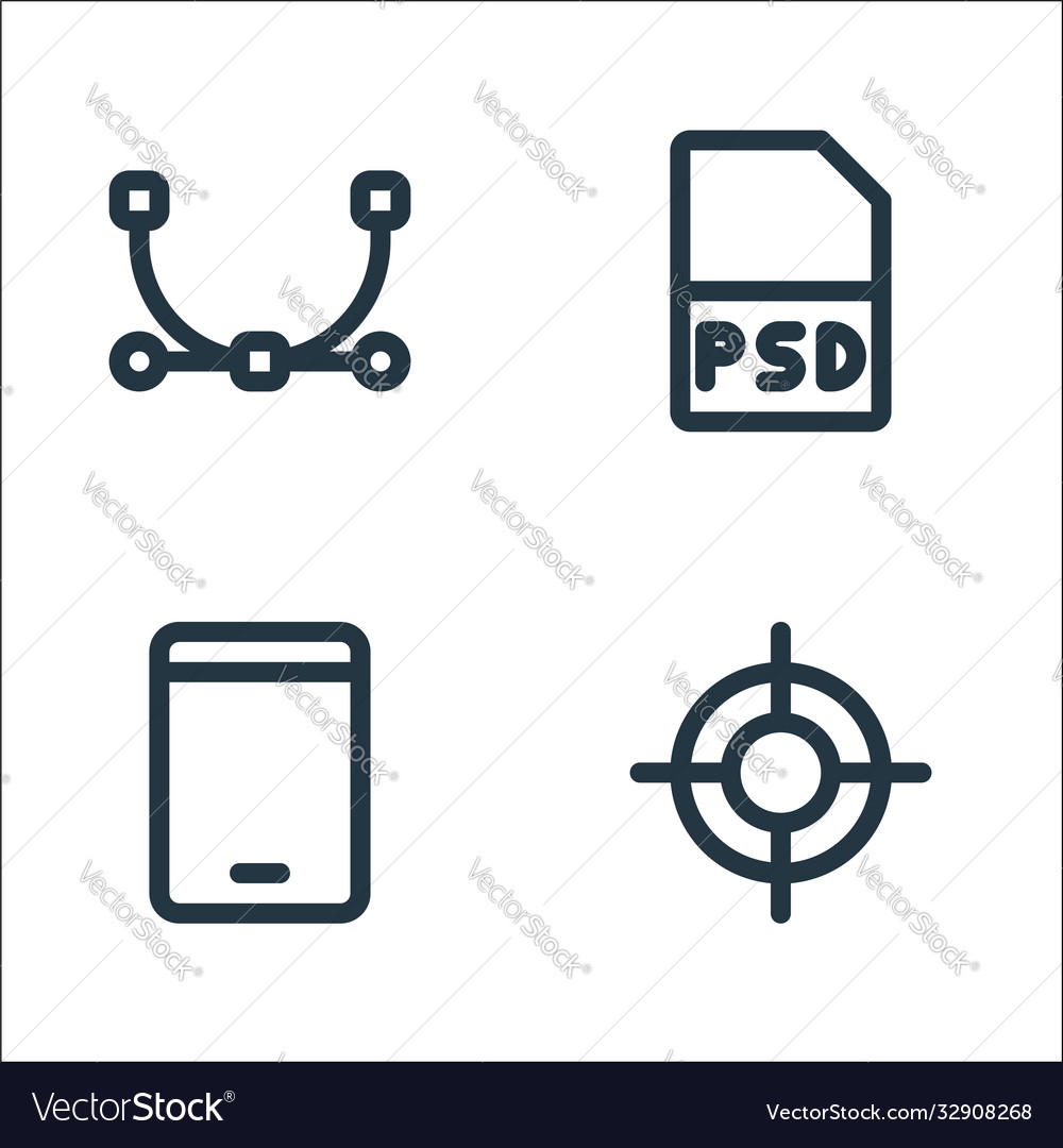 Graphic design line icons linear set quality vector image Graphic design line icons linear set quality