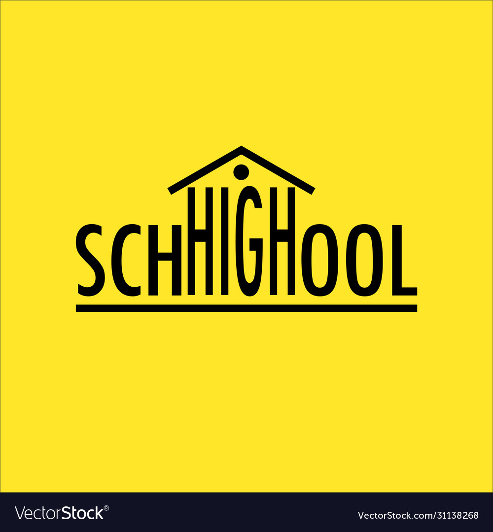 High school logo on yellow background Royalty Free Vector