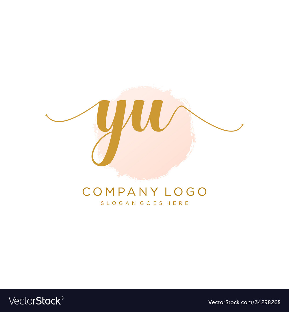 Initial yu handwriting logo with circle template vector image Initial yu handwriting logo with circle template