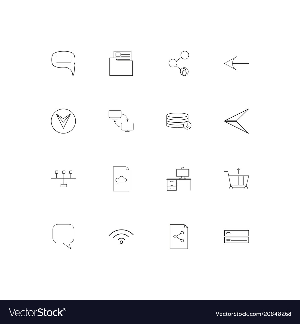 Network and database linear thin icons set