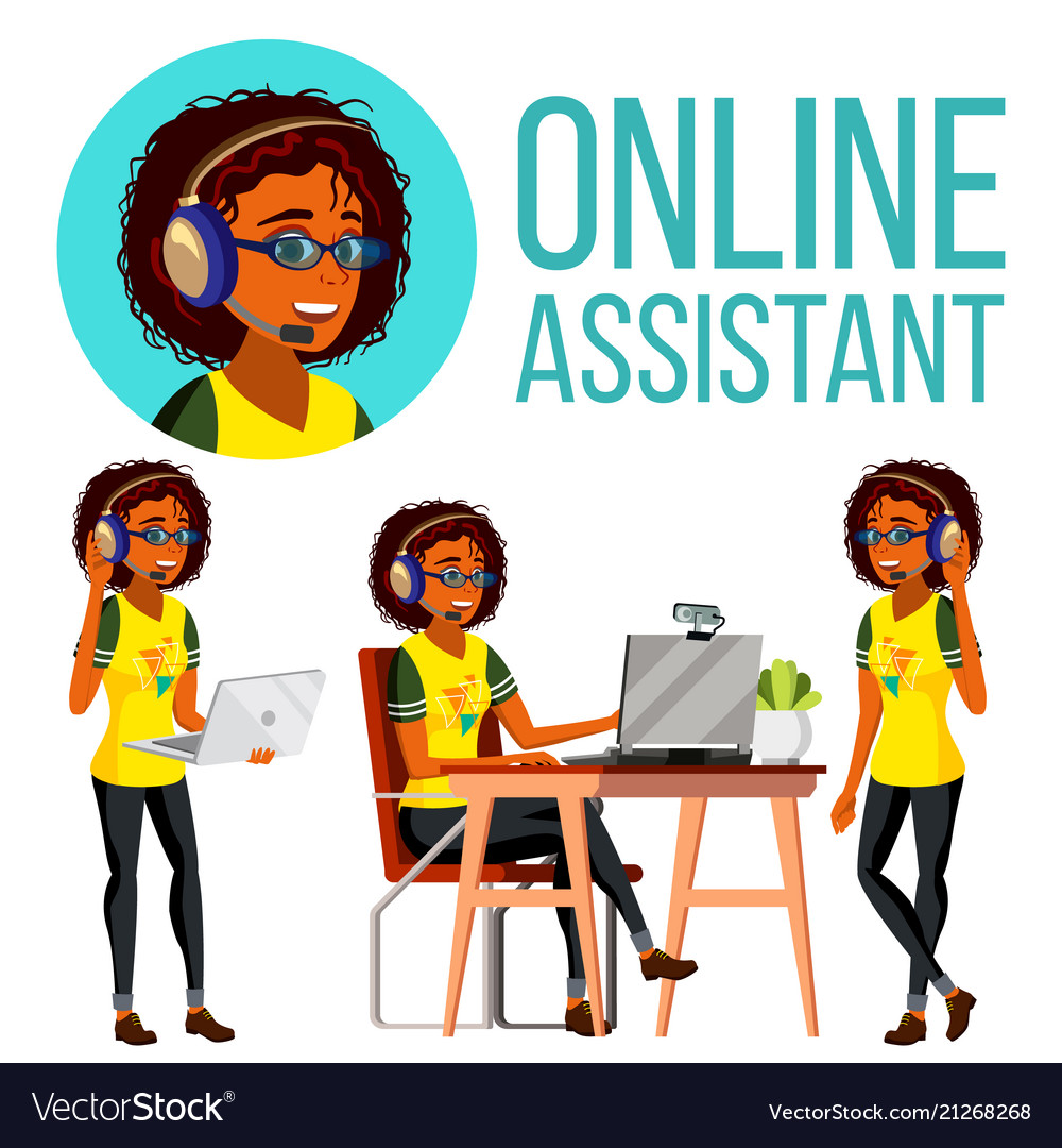 Online-Assistent african Frau Kopfhörer