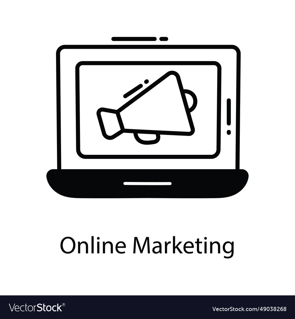 Online marketing doodle semi solid icon design