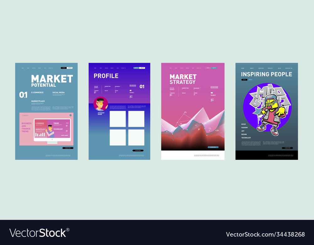 Presentation and website interface layout design Vector Image Presentation and website interface layout design