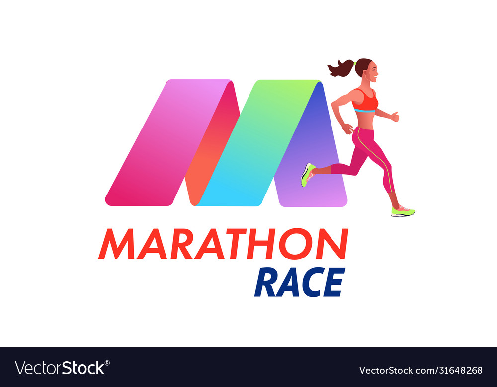 Running woman marathon logo type template Vector Image