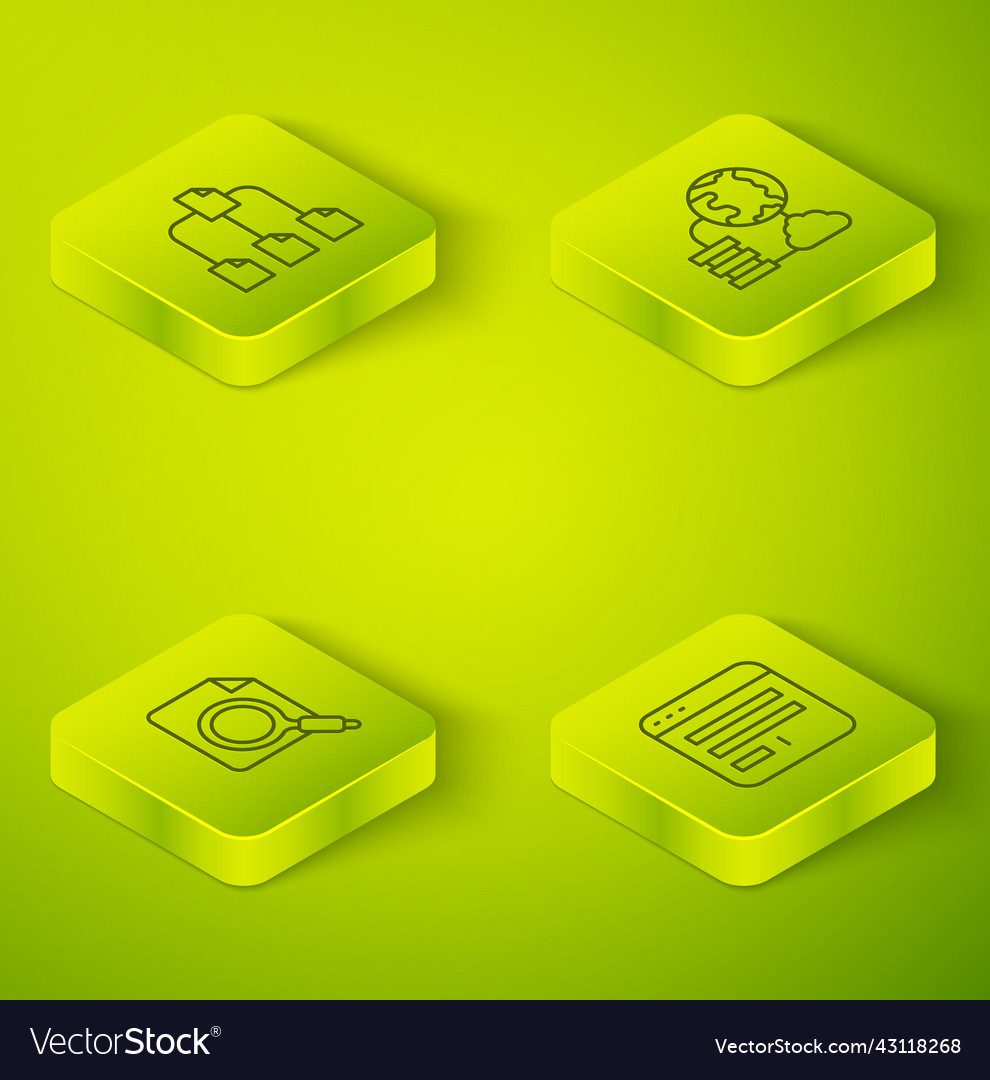 Set isometric line network cloud connection