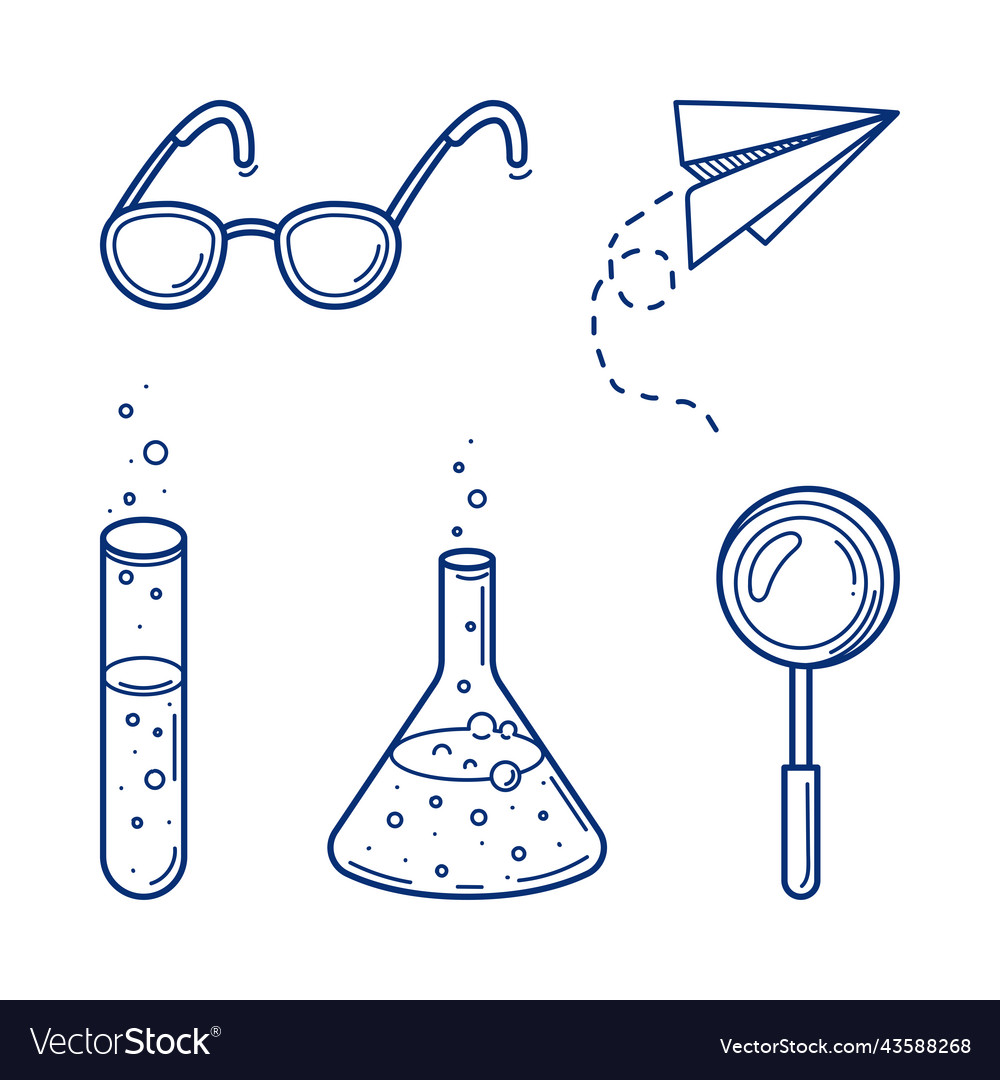 Set of sketch chemistry science objects back vector image Set of sketch chemistry science objects back