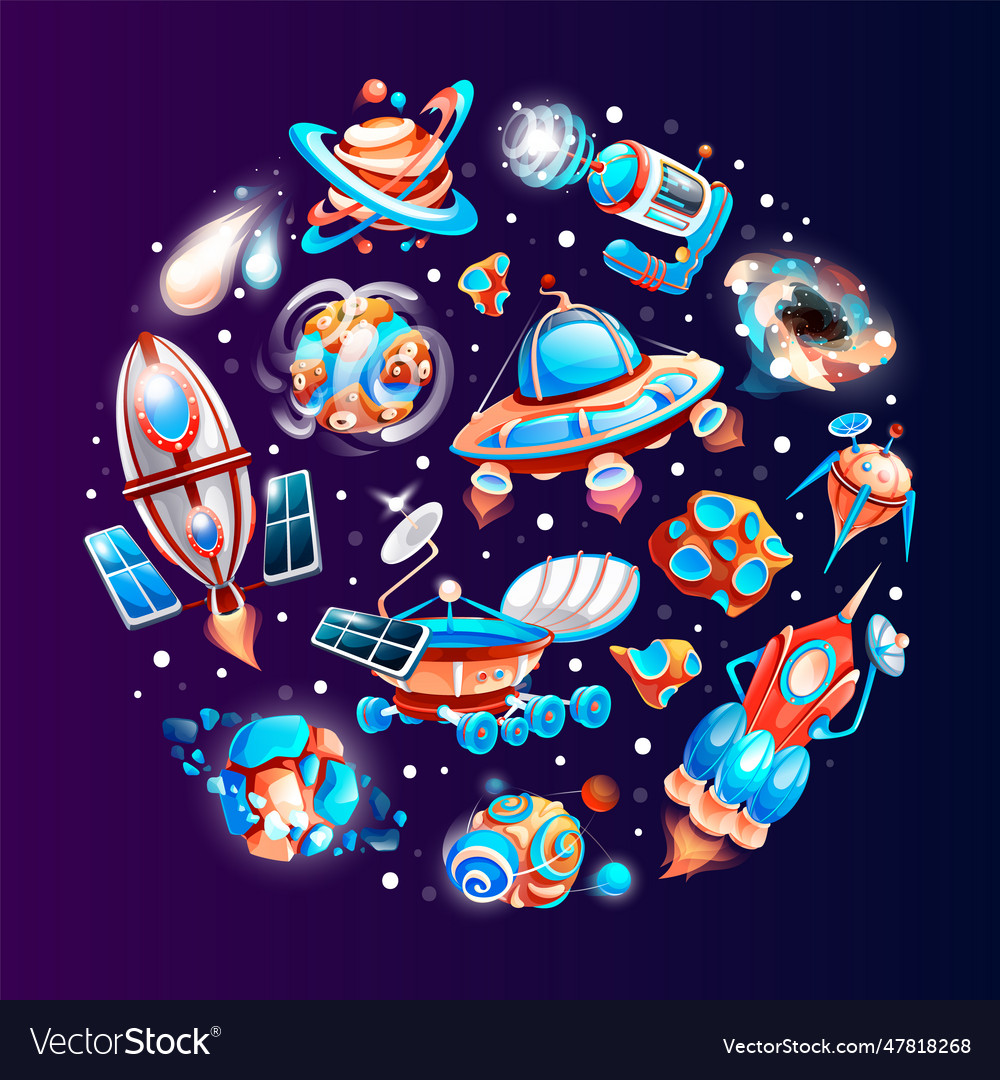 Raum Spielelemente äußere Objekte Symbole vector image Raum Spielelemente äußere Objekte Symbole