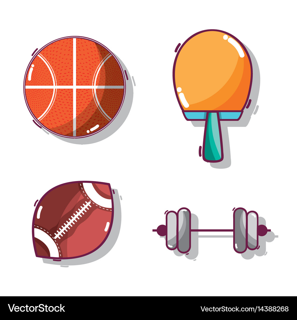 Tools set of different sports games Royalty Free Vector