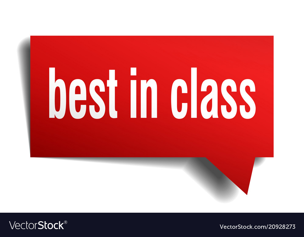 Best in class red 3d speech bubble