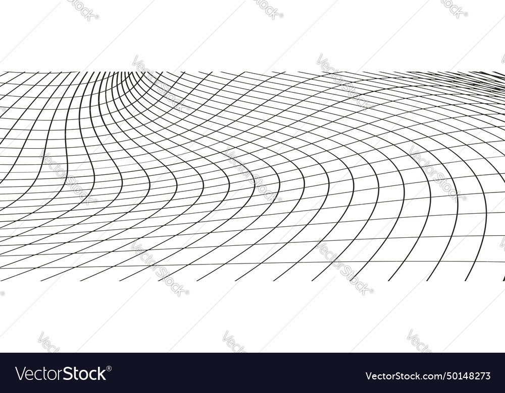 Black distorted grid horizontal background vector image Black distorted grid horizontal background