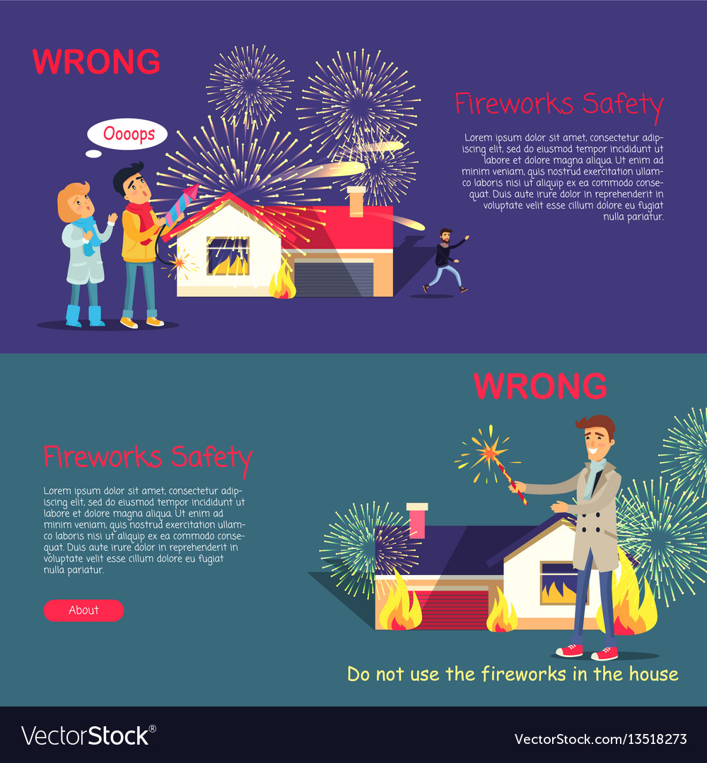 Fireworks safety wrong usage of pyrotechnics Vector Image Fireworks safety wrong usage of pyrotechnics