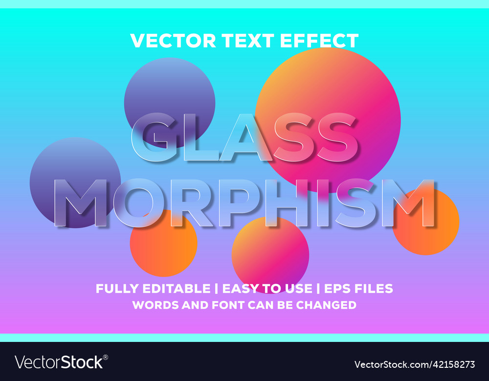 Glassmorphism text effect fully editable Vector Image Glassmorphism text effect fully editable
