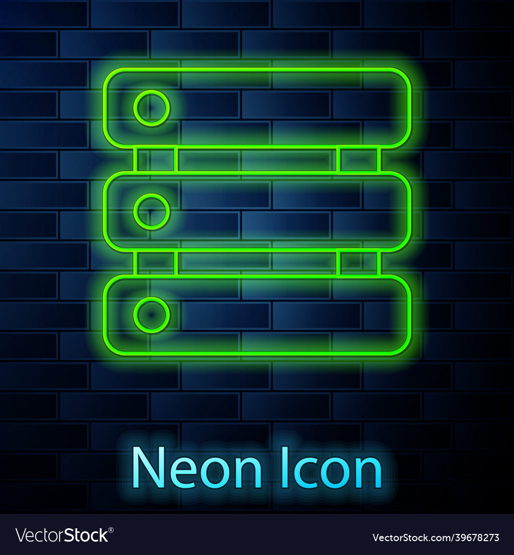 Glowing neon line server data web hosting icon vector image Glowing neon line server data web hosting icon